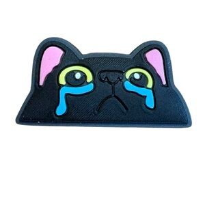 Black Cat Crying Croc Charm